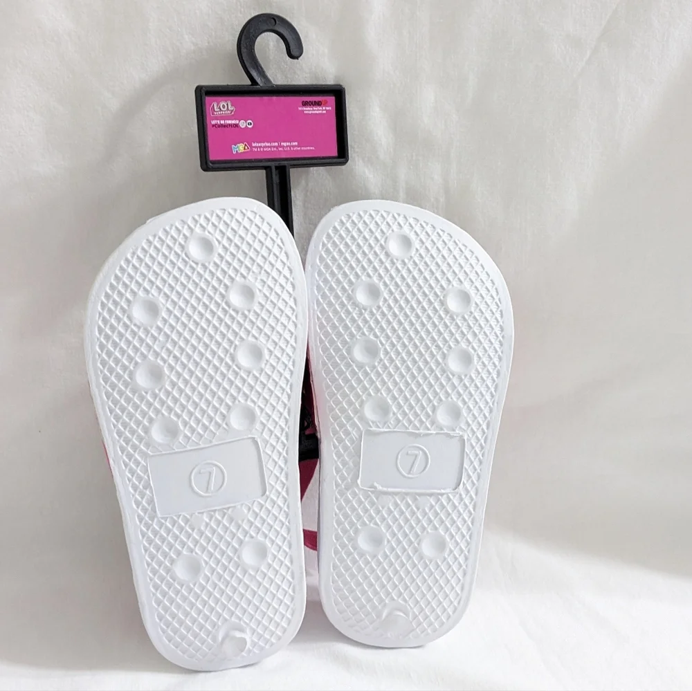 L.O.L. Surprise! Toddler Girls Pink & White Strap Slide Sandals, Size 7, NEW